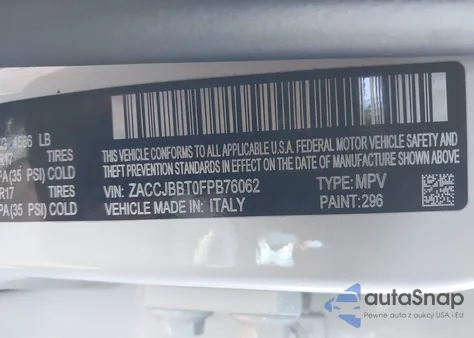 2015 Jeep Renegade Latitude z USA, uszkodzony, nr VIN ZACCJBBT0FPB76062